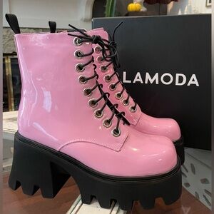 Women’s Size 12 US/10 UK La Moda Pink Platform Boots New Never Worn